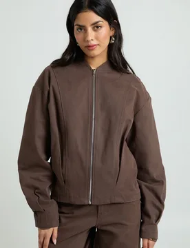 Womens Twill Bomber Jacket - Chocolate - Size 6 Uk - Boohoo - FashionsVida