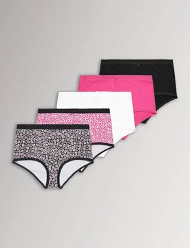 Women's 5 Pack Daisy Print Full Briefs Size: 30-32 - Multicolor - Size: 30-32 - Yours - FashionsVida
