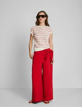 Pantalones palazzo de mujer cruzados con lazo - Trucco - FashionsVida
