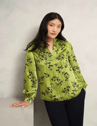 Floral V-Neck Blouse Green Mix female