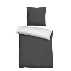Mikrofaser Bettwäsche uni schwarz, 1x 135x200 cm + 1x 80x80 cm
