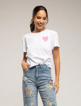 Camisetade mujer de algodón con estampado de corazón - Tantra - FashionsVida