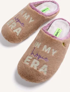 Zapatillas de casa de mujer de pelo con texto - Hot Potatoes - FashionsVida