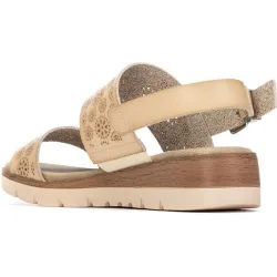 Sandalias con cuña de mujer y cierre de hebilla