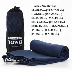 Pieza/2 piezas Toalla de microfibra de doble capa de secado rápido para deportes y gimnasio, azul marino, absorbente, anti-arena, portátil para yoga