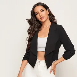 Blazer unicolor de cuello esmoquin XL