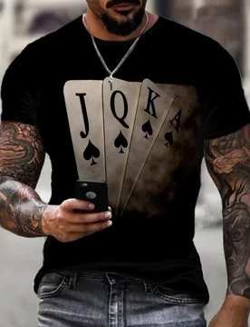 Men's 3D Playing Card Digital Style Print Streets Clothing Casual Short-Sleeved Round Neck Oversize Fashion Sport Men's T-Shirt - Aliexpress - FashionsVida
