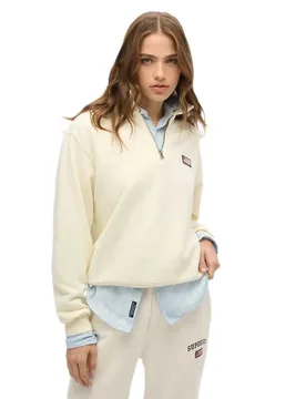 Felpa Con Mezza Zip Athletic Collared Off White L - Superdry - FashionsVida