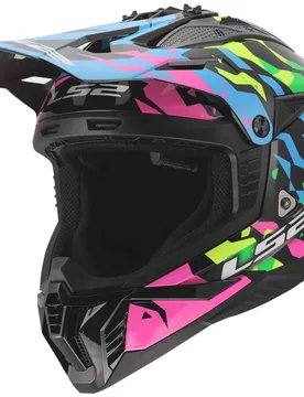 Casco Moto Cross Enduro MX708 FAST II GROTESK Blu Rosa V taglia M - LS2 - FashionsVida