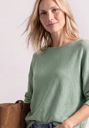 Dolman Pullover mit Boat Neck female Grün