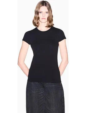 Camiseta de mujer de manga corta logo strass en el cuelo - Armani Exchange - FashionsVida