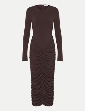 Kleid Johanna mit Raffung Braun 40 - LeGer Studio by Lena Gercke - FashionsVida