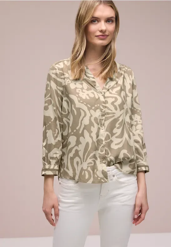 Arm Bluse mit Tapedetails female Beige - Street One - FashionsVida