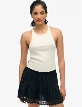 Superdry Women's Essential Racer-tanktop mit Logo Weiß - Größe: 40 - 24.99 - FashionsVida