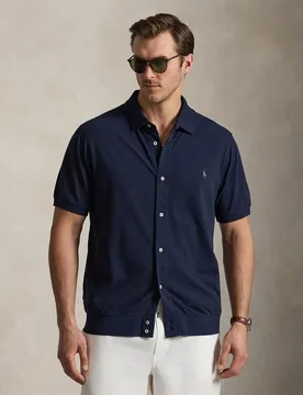 Camisa de hombre de manga corta en algodón tallas grandes - Polo Ralph Lauren - FashionsVida