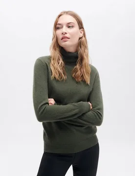 Jersey de mujer con cuello alto en cashmere 100% - Caroll - FashionsVida