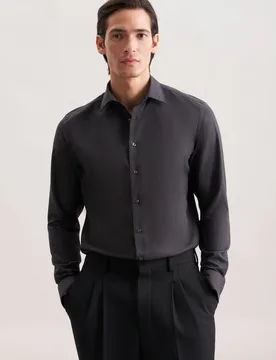 X-Slim Flanellhemd Uni Grau 36 - Seidensticker - FashionsVida