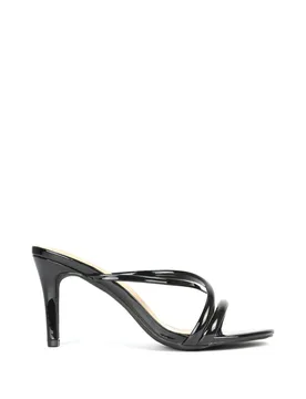 Women's 'Angel' Stiletto High Heel Mule Sandals in True Black Size: 5 - True Black - Size: 5 - XY London - FashionsVida