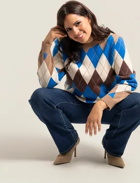 Jersey punto rombos cuello redondo - October - FashionsVida