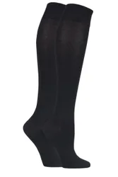 Pair Black Plain Bamboo Knee High Socks with Smooth Toe Seams Ladies 4-8 Ladies - - Black - Size: Small