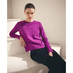 Jersey de mujer cuello caja botones grandes