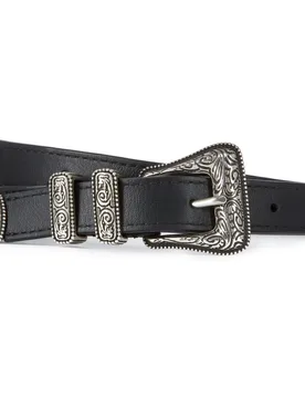 Cinturón fino unisex de piel negra - The Kooples - FashionsVida