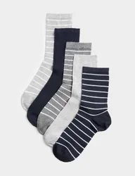 Pack Supersoft Striped Crew Socks Navy Mix female