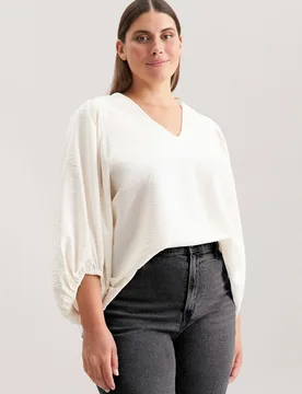 Blusenshirt mit V- Ausschnitt Weiß 54 - Seidensticker - FashionsVida
