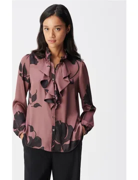 Camisa de mujer con estampado floral y volantes - IKKS - FashionsVida