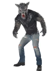 Werwolf-Kostüm für Erwachsene zu Halloween grau-schwarz