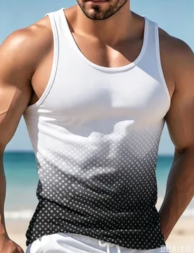 Men's Gradient Dot 3D Printing Tank Top, Loose Sleeveless Shirt for Workout Beach Summer Thin Street Cool Top - Aliexpress - FashionsVida