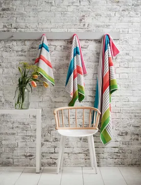 Pure Cotton Striped Towel Multi - Designers Guild - FashionsVida