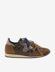 Lace Up Animal Print Trainers Camel female