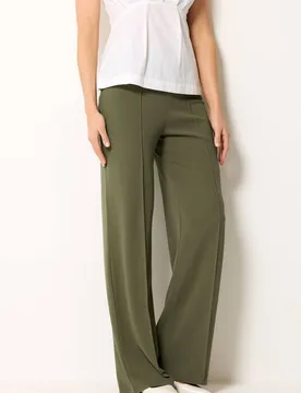 Women's Tall Textured Pleated Wide Leg Trousers in Olive Size: 10XL - Olive - Size: 10XL - Long tall sally - FashionsVida