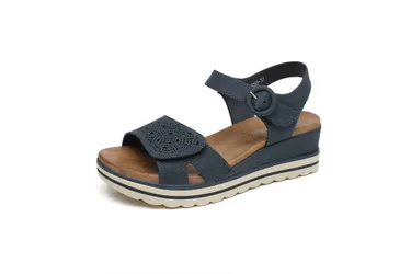 Women's Buckle Ankle Strap & Hook & Loop Toe Strap Sandals in Navy Size: 5 - Navy - Size: 5