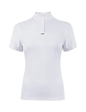Damen Turniershirt CAVALCOMP HALFZIP SHIRT white 42 - Cavallo - FashionsVida