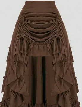 Falda vintage americana de cintura alta con pliegues y volantes en el bajo, falda asimétrica de capas de largo medio, falda plisada asimétrica de l? - Shein - FashionsVida