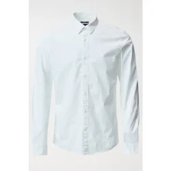 Camisa de hombre slim lisa manga larga
