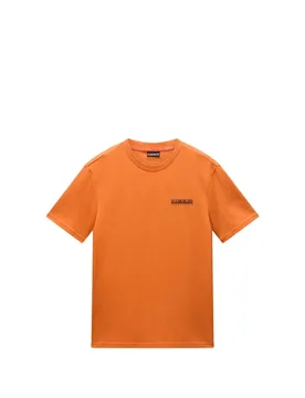 T-shirt imprimé à col rond en coton Orange L Male - Napapijri - FashionsVida