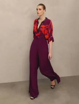 Pantalón de mujer ancho de gasa - Woman Fiesta El Corte Inglés - FashionsVida