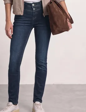 Mid Waist Slim Leg Jeans im Casual Fit female Blau - Street One - FashionsVida