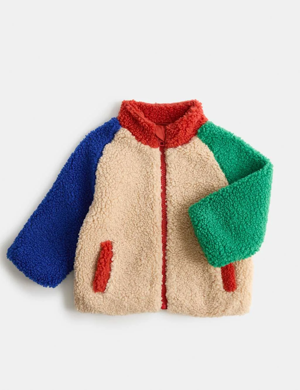 Borg Colour Block Funnel Neck Jacket (0-5 Yrs) Multi male - M&S - FashionsVida