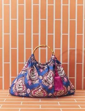 Bolso estampado con asas de bambú - Stella Rittwagen - FashionsVida