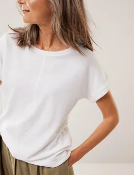 Kimonoshirt Leinenmix, normale Größen, Farbe Weiß, 46, luftige Leinenmischung glatter durch Baumwolle Damen - Walbusch - FashionsVida