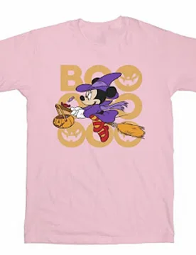 Women's Boo Minnie Mouse Witch Cotton Boyfriend T-Shirt in Baby Pink Size: 2XL - Baby Pink - Size: 2XL - Disney - FashionsVida
