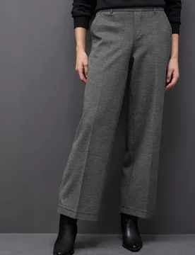 Street One Wide Leg Herringbone Hose female Schwarz - Street One Studio - FashionsVida