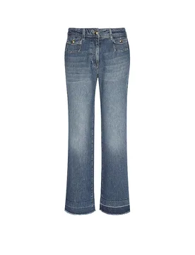 Jeans Straight Fit 7/8 azul 42 - Luisa Cerano - FashionsVida