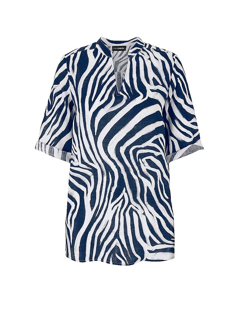 Blouse en lin bleu marine 48 - Doris Streich - FashionsVida