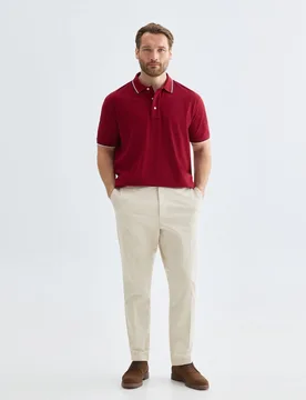 Polo de hombre maga corta pique liso vivos cuello tallas grandes - Emidio Tucci - FashionsVida