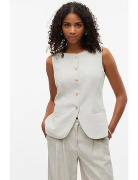 Chaleco de vestidor de mujer con lino - Vero Moda - FashionsVida